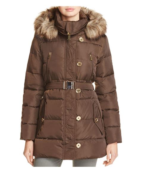 bloomindales michael michael kors faux-fur-trim hooded down coat|MICHAEL Michael Kors Women's Faux.